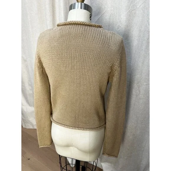 Veronica Beard Briony Knit Cotton Roll Neck Sweater Sz S Stone - Picture 7 of 10